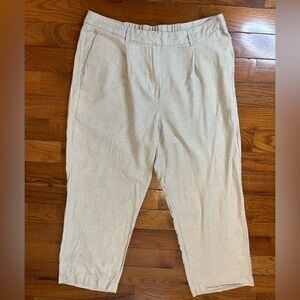 Old Navy Linen Blend Wide Leg Trouser Pants Tan Women’s XL Extra High Rise